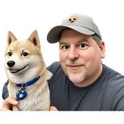boy with hat and dog sticker