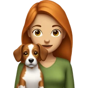 Brunette girl with ginger dog  sticker