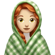 Fair skin red head girl in blanket green eyes sticker