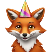 Fox wearing a party hat sticker