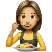 girl eating sticker