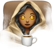 girl inside a blanket sipping coffee eyes closed sticker