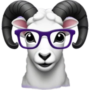 Purple Ram with black rimmed glasses sticker