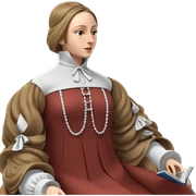 girl in dress with book sticker