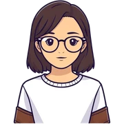 A girl with dark brown hair and brunette skin, glasses sticker