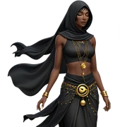 serene dark-skinned girl under moon sticker