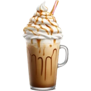 hyper realistic iced latte with whipped cream and caramel drizzle sticker
