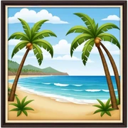 Beach with palm trees Puerto Rico sticker