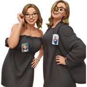 smiling girls in black dress sticker
