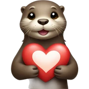 Otter holding a heart sticker