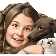 girl smiling with her dog sticker