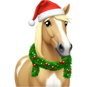 Palomino pony with a Christmas hat on ￼ sticker