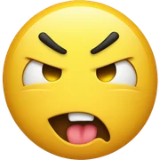 yellow emoji face with an angry expression sticking their tongue out sticker