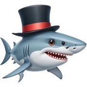Shark with a top hat sticker