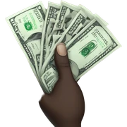 Black hand with the word Toptier tattooed on it holding a big wad of cash sticker