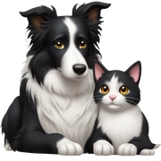 Border collie cuddling a cat sticker