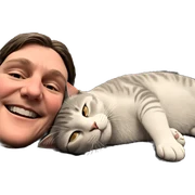 peaceful boy with sleeping cat sticker