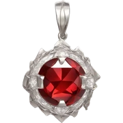 Mystic Communication Red Crystal amulet with white gold sticker