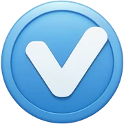 A blue circle with a checkmark in the middle sticker