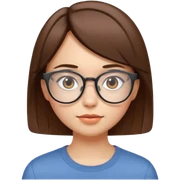 Girl with short brown straight hair with clear glasses sticker