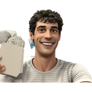 smiling boy in striped shirt sticker