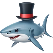 Shark with a top hat sticker