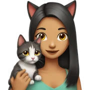 Cat with girl sticker
