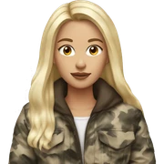 blonde girl brown eyes winter camo jacket sticker