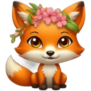 Cute fox with flower sticker