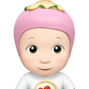 happy girl with food sticker