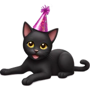 black cat with birthday hat sticker