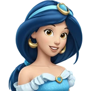 smiling girl in blue dress sticker