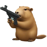 Capybara helpfully shooting sticker