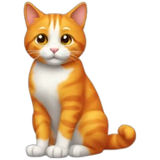 The orange cat is sitting and has raised its front paw sticker