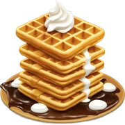 Stack of waffles with syrup and whipped cream sticker