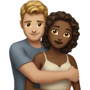 White male with brown hair hugging beautiful brown woman sticker