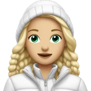 A blonde girl in winter wearing all white  sticker