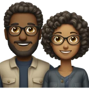 smiling couple with glasses not super curly hair sticker