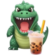 Godzilla bubble tea sticker