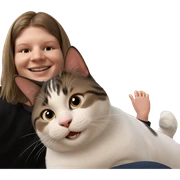 boy smiling with cat indoors sticker