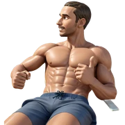 muscular guy at the pool sticker