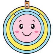 A cute bullseye target with spring pastel colors of yellow, pink and light blue with a smiling face sticker
