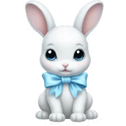 baby bunny baby blue bow sticker