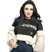 smiling girl in denim outfit sticker