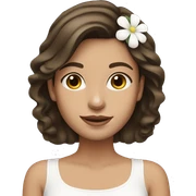 Medium brunette Hair Girl with big white flower earrings sticker