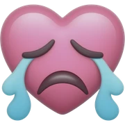 Crying face with a pink heart sticker