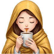 girl inside a blanket sipping coffee eyes closed sticker