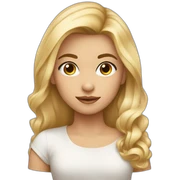 una chica rubia, pelo largo y ondulado, con ojos marrones y piel blanca sticker