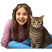 smiling girl with cat indoors sticker