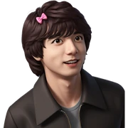 boy with pink bow jacket sticker